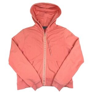 Polo Ralph Lauren Women's L Coral Pink Full Zip Hoodie Cotton Blend Pony Logo